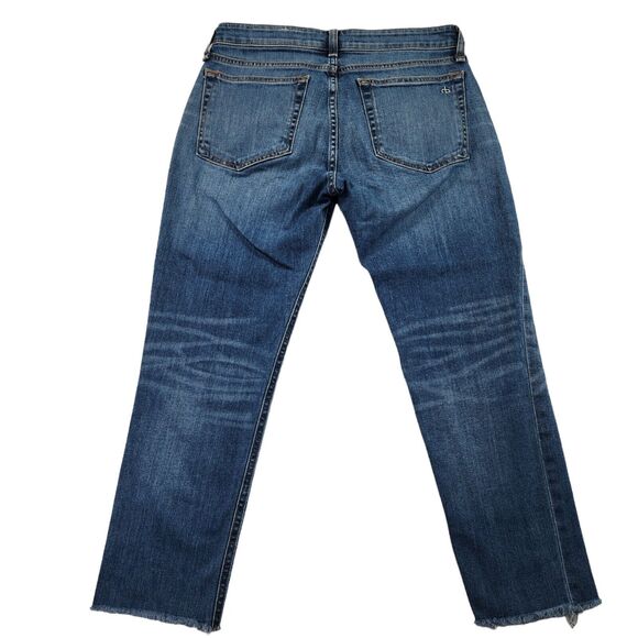Rag & Bone Dre Low Rise Slim Boyfriend Jeans Womens Size 26 Raw Hem Blue Denim - Picture 2 of 8